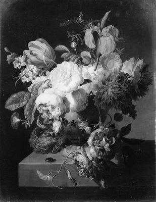 Flowers in a stone vase