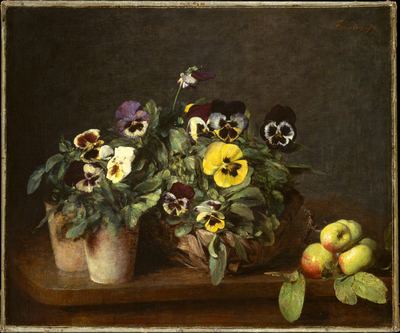 Still life with pansies