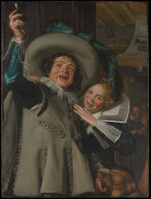A young man and woman in an inn