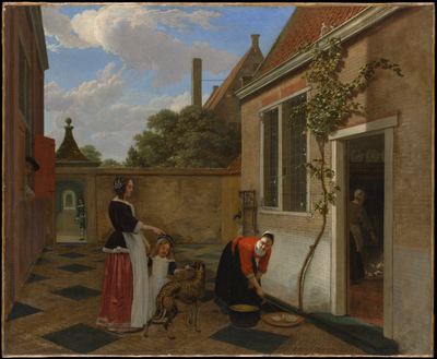 A scene in a courtyard