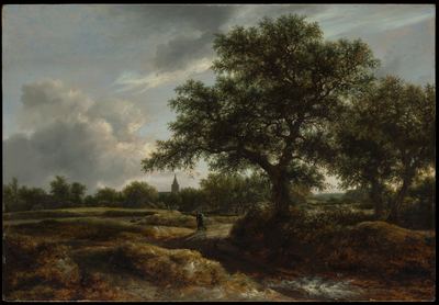 A landscape with a distant village