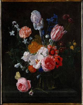 A bouquet in a crystal vase