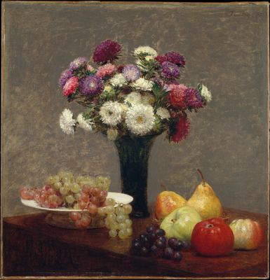 Asters and fruit
